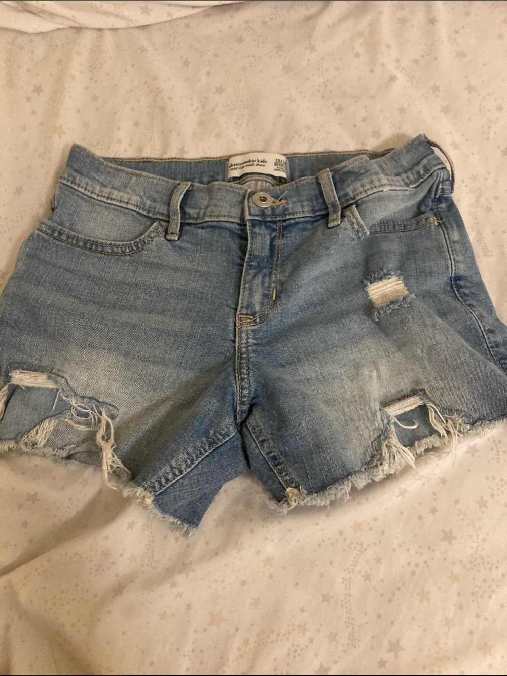 Abercrombie & Fitch Light Blue Ripped Denim Shorts
